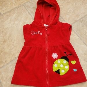 Whippette short sleeve beach coverup 0-6M red